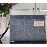 Louis Vuitton LV Unisex Pochette To Go Monogram Washed Coated Canvas Cowhide Leather Clutch