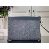 Louis Vuitton LV Unisex Pochette To Go Monogram Washed Coated Canvas Cowhide Leather Clutch
