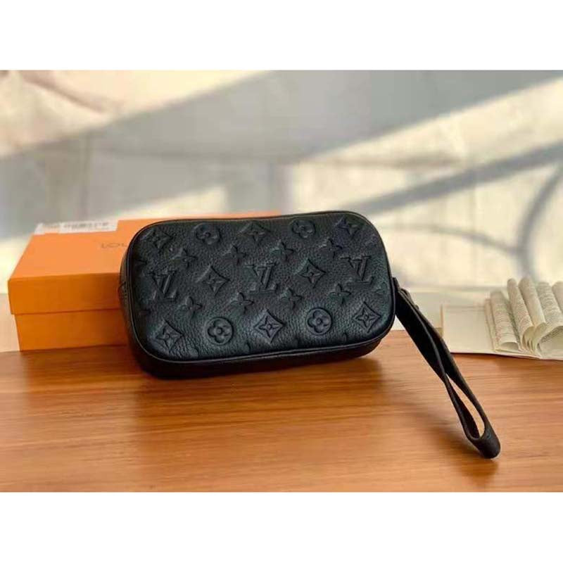 Louis Vuitton LV Unisex Pochette Volga Taurillon Cowhide Leather Monogram Canvas Clutch