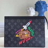 Louis Vuitton LV Unisex Pochette Voyage MM Monogram Eclipse Coated Canvas Clutch