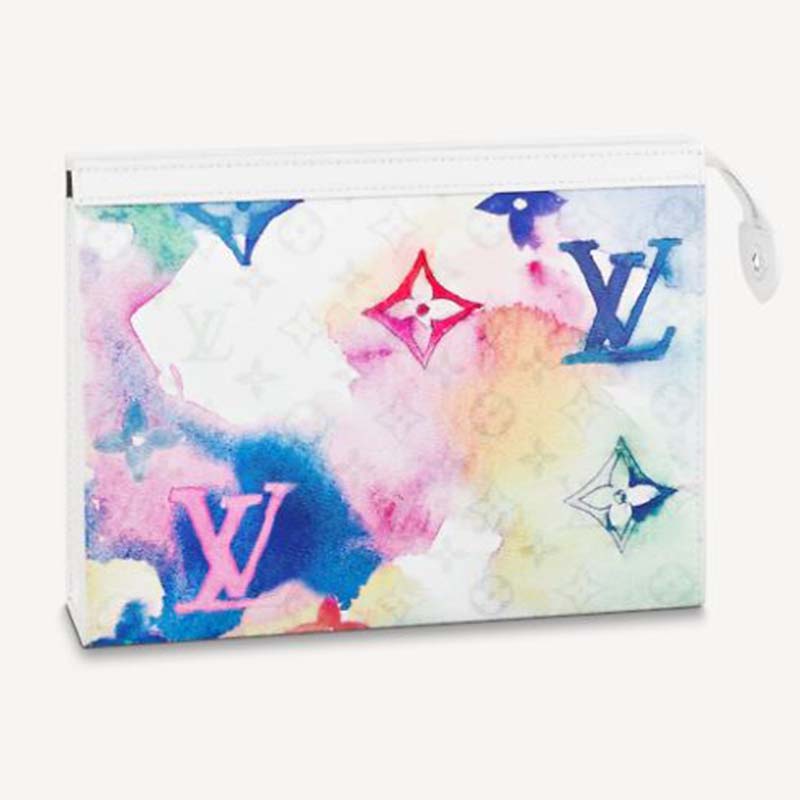 Louis Vuitton LV Unisex Pochette Voyage MM Monogram Watercolor Multico Coated Canvas Clutch