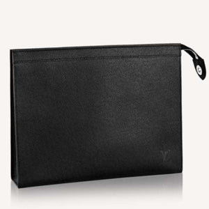 Louis Vuitton LV Unisex Pochette Voyage MM Taiga Leather Zip Closing System Clutch