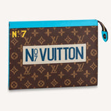 Louis Vuitton LV Unisex Pochette Voyage Monogram Coated Canvas Cowhide Leather Clutch