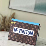 Louis Vuitton LV Unisex Pochette Voyage Monogram Coated Canvas Cowhide Leather Clutch