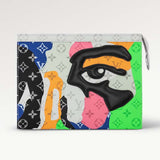 Louis Vuitton LV Unisex Pochette Voyage Multicolor Monogram Coated Canvas Cowhide Leather Clutch