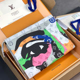 Louis Vuitton LV Unisex Pochette Voyage Multicolor Monogram Coated Canvas Cowhide Leather Clutch