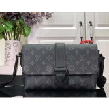 Louis Vuitton LV Unisex S-Cape Messenger Monogram Eclipse Coated Canvas Cowhide Leather Handbag