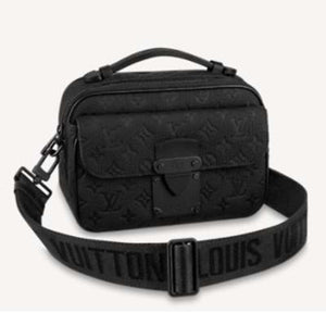 Louis Vuitton LV Unisex S Lock Messenger Black Monogram Embossed Taurillon Cowhide Leather Handbag