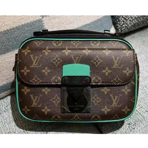 Louis Vuitton LV Unisex S Lock Messenger Brown Monogram Macassar Coated Canvas Handbag