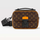 Louis Vuitton LV Unisex S Lock Messenger Brown Radiant Sun Monogram Macassar Coated Canvas Handbag