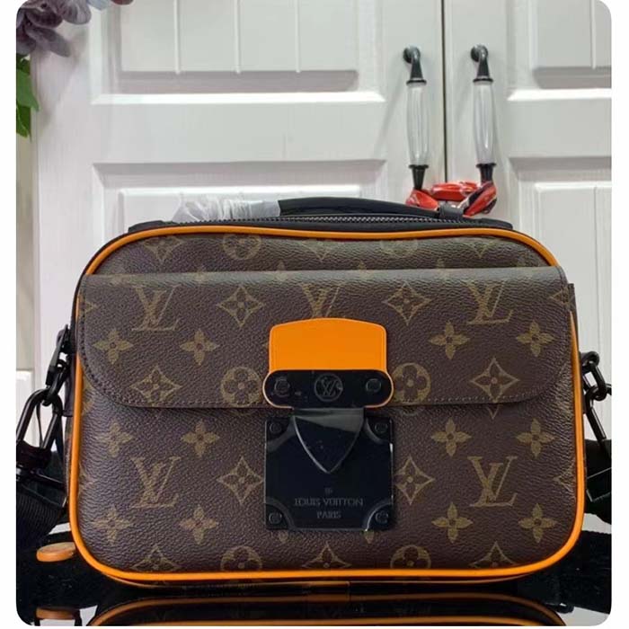 Louis Vuitton LV Unisex S Lock Messenger Brown Radiant Sun Monogram Macassar Coated Canvas Handbag