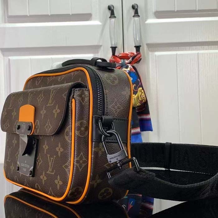 Louis Vuitton LV Unisex S Lock Messenger Brown Radiant Sun Monogram Macassar Coated Canvas Handbag