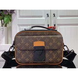 Louis Vuitton LV Unisex S Lock Messenger Radiant Sun Monogram Macassar Coated Canvas Handbag
