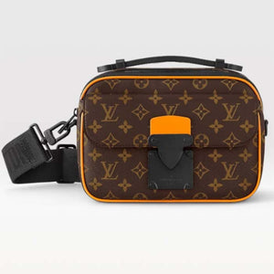 Louis Vuitton LV Unisex S Lock Messenger Radiant Sun Monogram Macassar Coated Canvas Handbag
