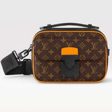Louis Vuitton LV Unisex S Lock Messenger Radiant Sun Monogram Macassar Coated Canvas Handbag