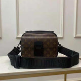 Louis Vuitton LV Unisex S Lock Messenger in Brown Monogram Macassar Coated Canvas Handbag
