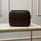 Louis Vuitton LV Unisex S Lock Messenger in Brown Monogram Macassar Coated Canvas Handbag