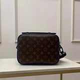 Louis Vuitton LV Unisex S Lock Messenger in Monogram Macassar Coated Canvas Handbag
