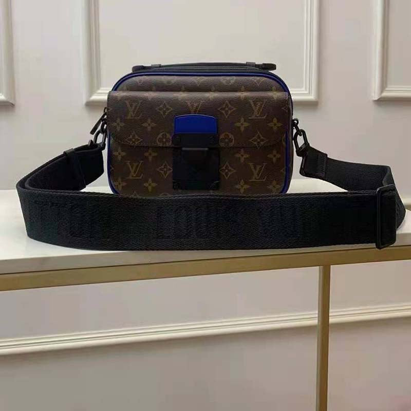 Louis Vuitton LV Unisex S Lock Messenger in Monogram Macassar Coated Canvas Handbag