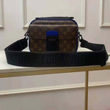 Louis Vuitton LV Unisex S Lock Messenger in Monogram Macassar Coated Canvas Handbag