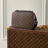 Louis Vuitton LV Unisex S Lock Sling Bag Purple Monogram Macassar Coated Canvas