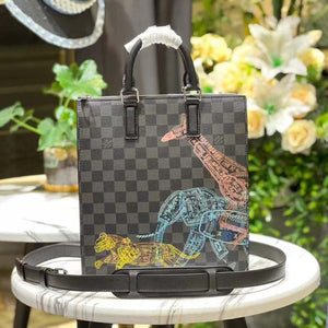 Louis Vuitton LV Unisex Sac Plat Cross Damier Graphite Coated Canvas Handbag