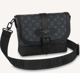 Louis Vuitton LV Unisex Saumur Messenger Monogram Eclipse Coated Canvas Black Handbag