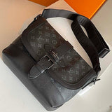 Louis Vuitton LV Unisex Saumur Messenger Monogram Eclipse Coated Canvas Black Leather Handbag