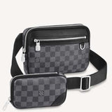 Louis Vuitton LV Unisex Scott Messenger Damier Graphite Coated Canvas Cowhide Leather Handbag