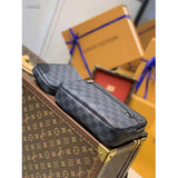 Louis Vuitton LV Unisex Scott Messenger Damier Graphite Coated Canvas Cowhide Leather Handbag