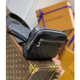 Louis Vuitton LV Unisex Scott Messenger Damier Graphite Coated Canvas Cowhide Leather Handbag