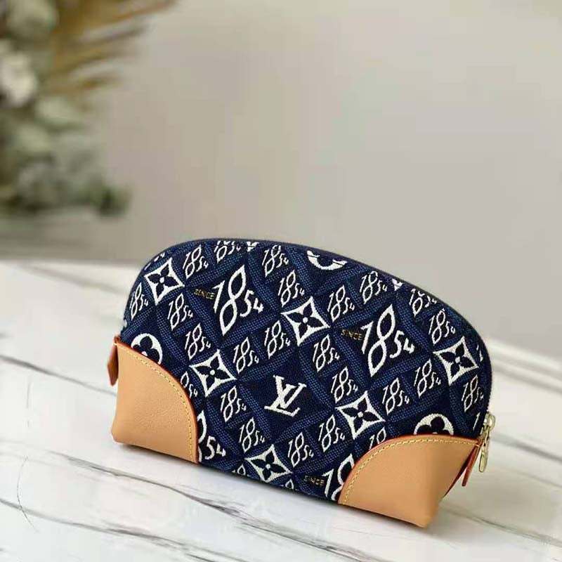 Louis Vuitton LV Unisex Since 1854 Cosmetic Pouch PM Monogram Flowers Canvas Clutch