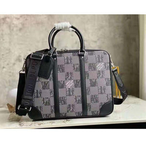 Louis Vuitton LV Unisex Sirius Briefcase Messenger Bag Graphite Cowhide Leather