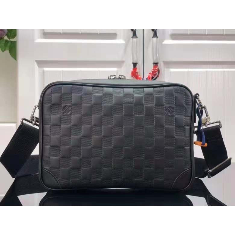 Louis Vuitton LV Unisex Sirius Messenger Bag Damier Infini Onyx Cowhide Leather