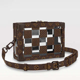 Louis Vuitton LV Unisex Slim Soft Trunk Brown Monogram Chess Coated Canvas PVC Handbag