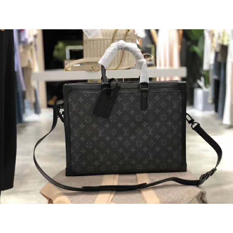 Louis Vuitton LV Unisex Soft Trunk Briefcase Monogram Eclipse Canvas Handbag