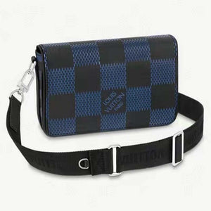 Louis Vuitton LV Unisex Studio Messenger Blue 3D Damier Infini Cowhide Leather Handbag