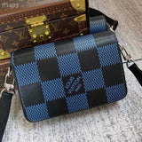 Louis Vuitton LV Unisex Studio Messenger Blue 3D Damier Infini Cowhide Leather Handbag
