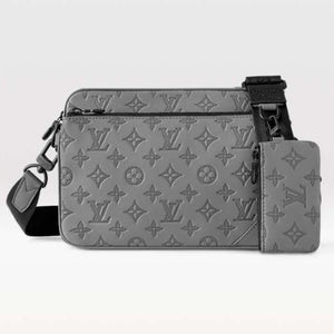 Louis Vuitton LV Unisex Trio Messenger Anthracite Gray Calf Leather Cowhide Handbag