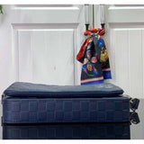 Louis Vuitton LV Unisex Trio Messenger Blue Sapphire Damier Infini Cowhide Leather Handbag