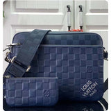 Louis Vuitton LV Unisex Trio Messenger Blue Sapphire Damier Infini Cowhide Leather Handbag