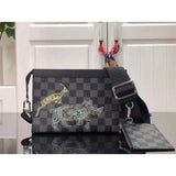 Louis Vuitton LV Unisex Trio Messenger Damier Graphite Coated Canvas Cowhide Leather Handbag