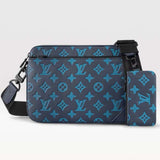 Louis Vuitton LV Unisex Trio Messenger Navy River Blue Calf Leather Textile Lining Handbag
