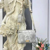 Louis Vuitton LV Unisex Trio Messenger Stone Gray Damier Salt Canvas Cowhide Leather Handbag