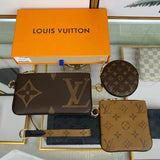 Louis Vuitton LV Unisex Trio Pouch Monogram Giant Mini Coated Canvas Cowhide Clutch