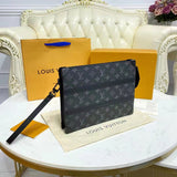 Louis Vuitton LV Unisex Trunk Pouch Black Monogram Eclipse Canvas Leather Clutch