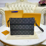 Louis Vuitton LV Unisex Trunk Pouch Black Monogram Eclipse Canvas Leather Clutch