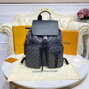 Louis Vuitton LV Unisex Utility Backpack Damier Graphite Coated Canvas Cowhide Leather