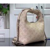 Louis Vuitton LV Women Why Knot PM Handbag Cream Beige Perforated Mahina Calf Leather