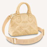 Louis Vuitton LV Women Alma BB Handbag Banana Yellow Quilted Embroidered Calf